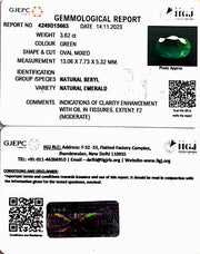 3.62/CT Natural Panna Stone with Govt. Lab Certificate (16650)
